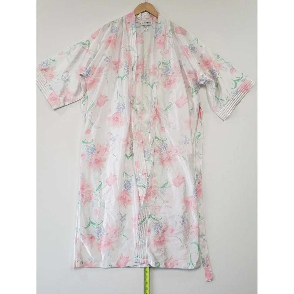 Apostrophe Womens Floral Robe Kimono Size Large Vintage Sears Romantic 90s Sleep